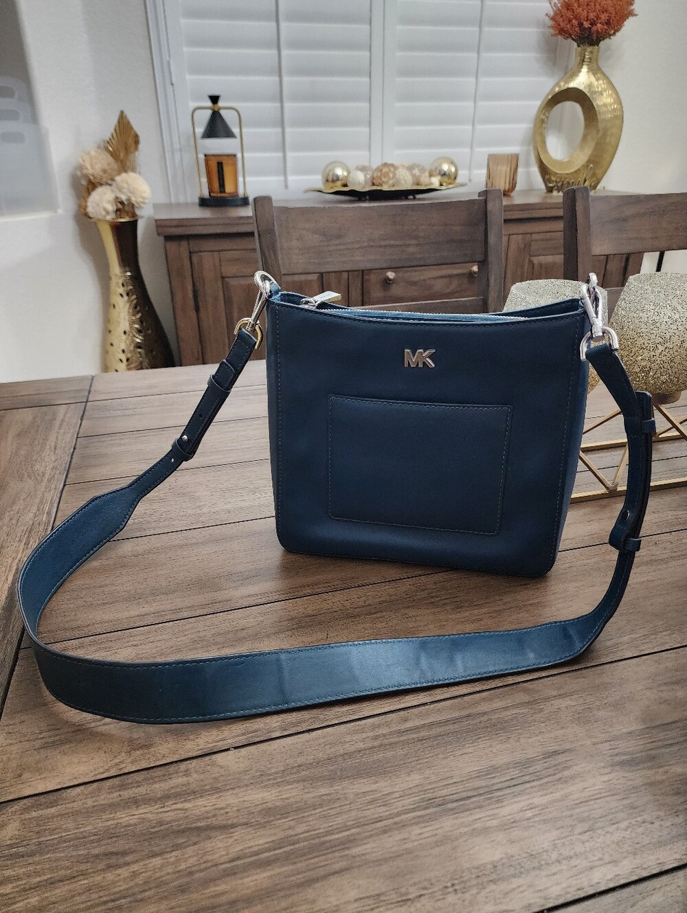 Michael Kors Blue Leather Crossbody Bag